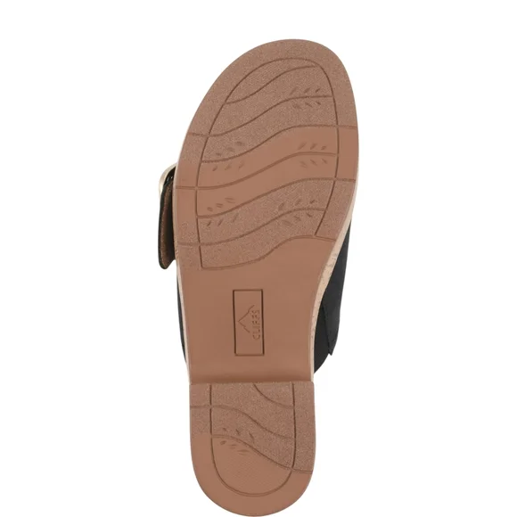 Cliffs by White Mountain Women's Black Nubuck Summer Comfy Slide Sandals - Picture 4 of 16